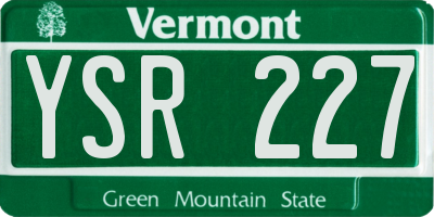 VT license plate YSR227