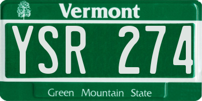 VT license plate YSR274