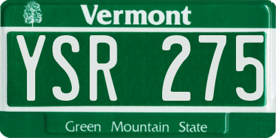 VT license plate YSR275