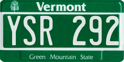 VT license plate YSR292