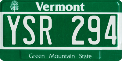 VT license plate YSR294