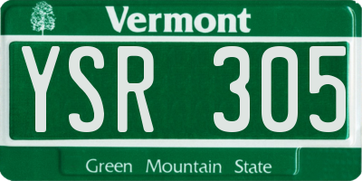 VT license plate YSR305