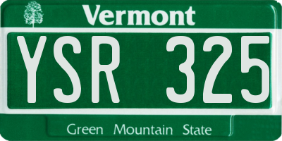 VT license plate YSR325