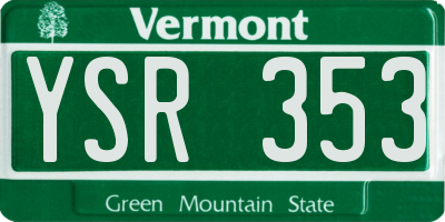 VT license plate YSR353