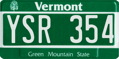 VT license plate YSR354