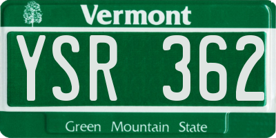 VT license plate YSR362
