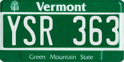 VT license plate YSR363