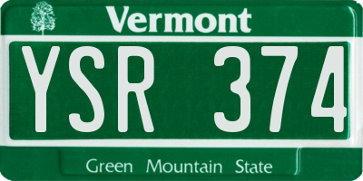 VT license plate YSR374