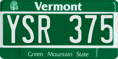 VT license plate YSR375