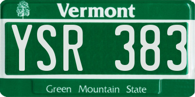 VT license plate YSR383