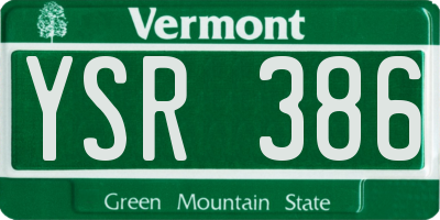VT license plate YSR386