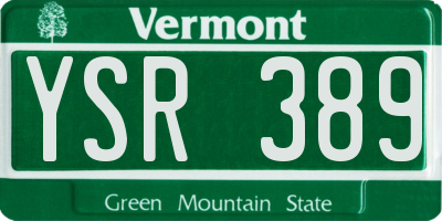 VT license plate YSR389
