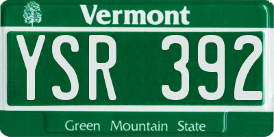 VT license plate YSR392