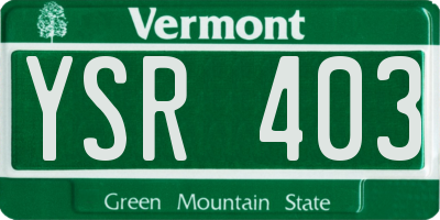 VT license plate YSR403