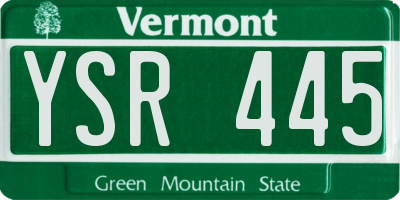 VT license plate YSR445