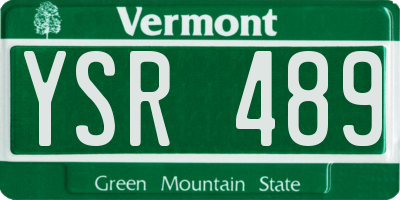 VT license plate YSR489