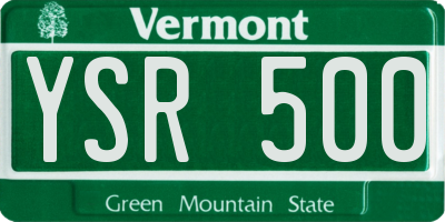 VT license plate YSR500