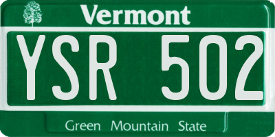 VT license plate YSR502