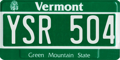 VT license plate YSR504