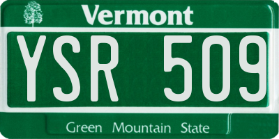 VT license plate YSR509
