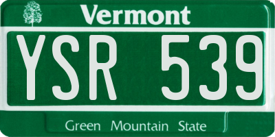 VT license plate YSR539