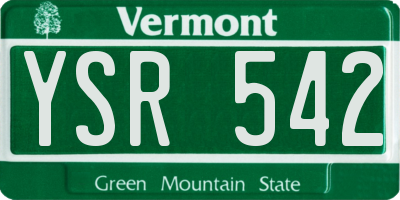 VT license plate YSR542