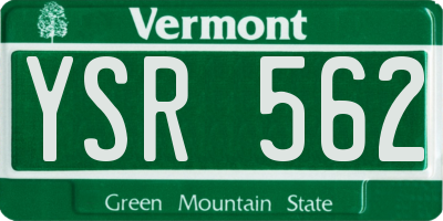 VT license plate YSR562