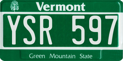 VT license plate YSR597