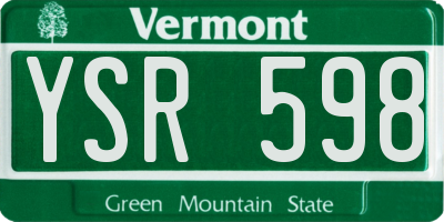 VT license plate YSR598