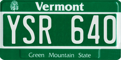 VT license plate YSR640