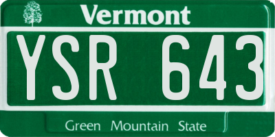 VT license plate YSR643