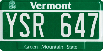 VT license plate YSR647