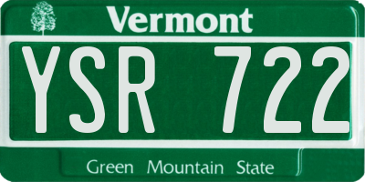 VT license plate YSR722
