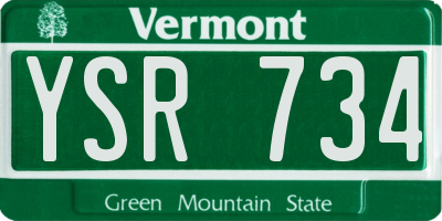 VT license plate YSR734