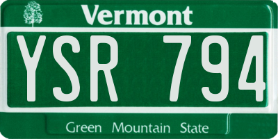 VT license plate YSR794