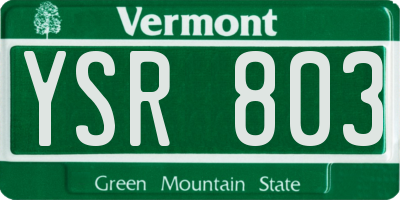 VT license plate YSR803