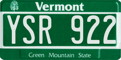 VT license plate YSR922