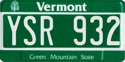 VT license plate YSR932