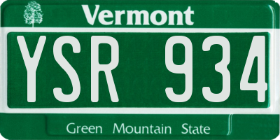 VT license plate YSR934
