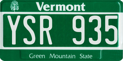 VT license plate YSR935