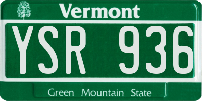 VT license plate YSR936