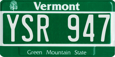 VT license plate YSR947