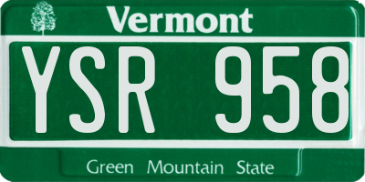 VT license plate YSR958