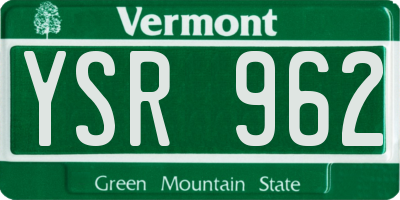 VT license plate YSR962