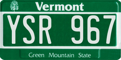 VT license plate YSR967