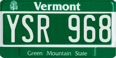 VT license plate YSR968