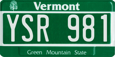 VT license plate YSR981