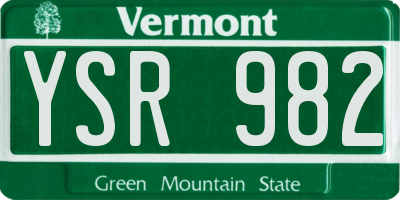VT license plate YSR982