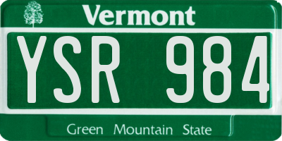VT license plate YSR984