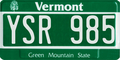 VT license plate YSR985